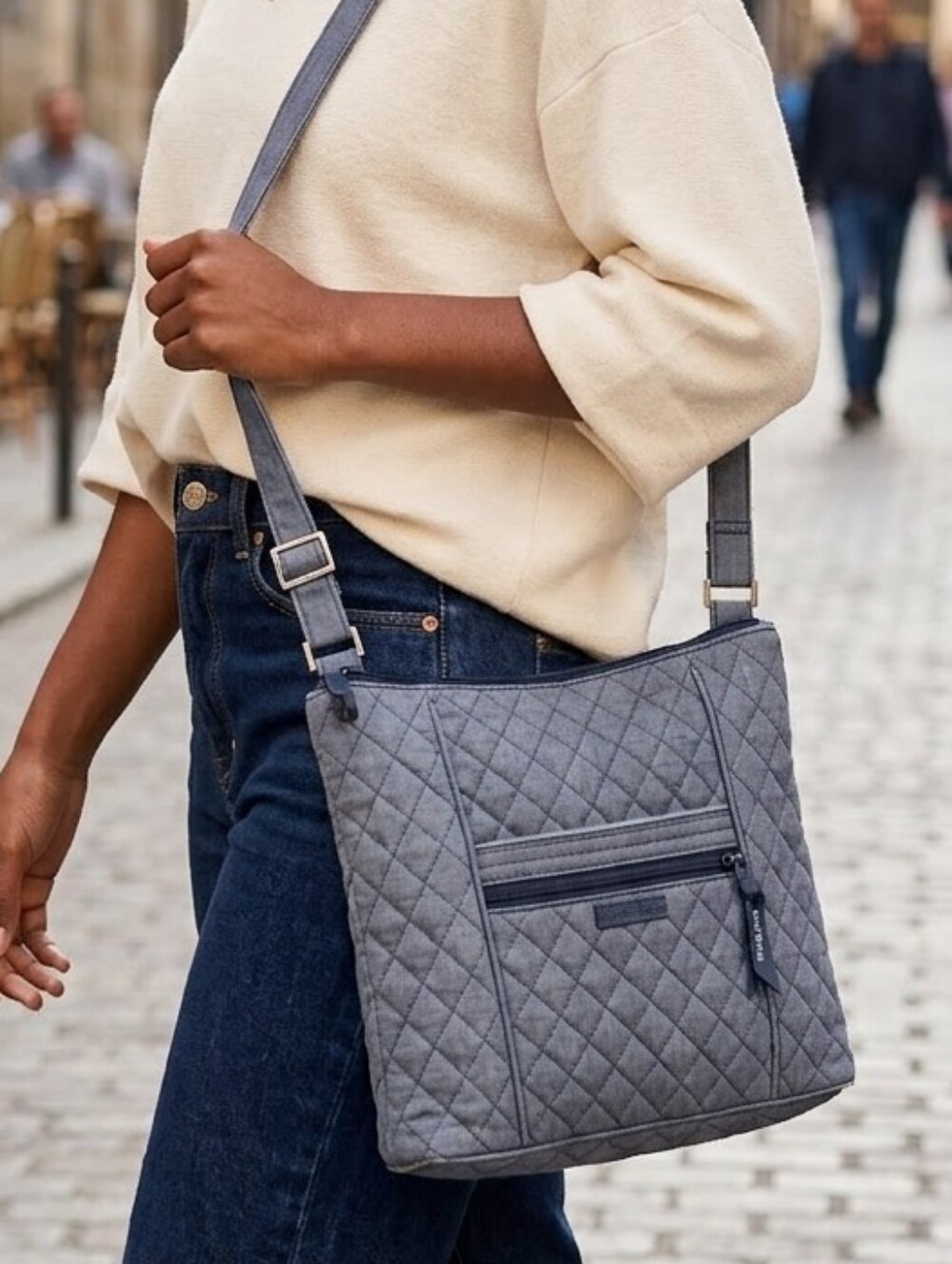 Vera Bradley Quilted Denim Blue Hipster Crossbody Bag